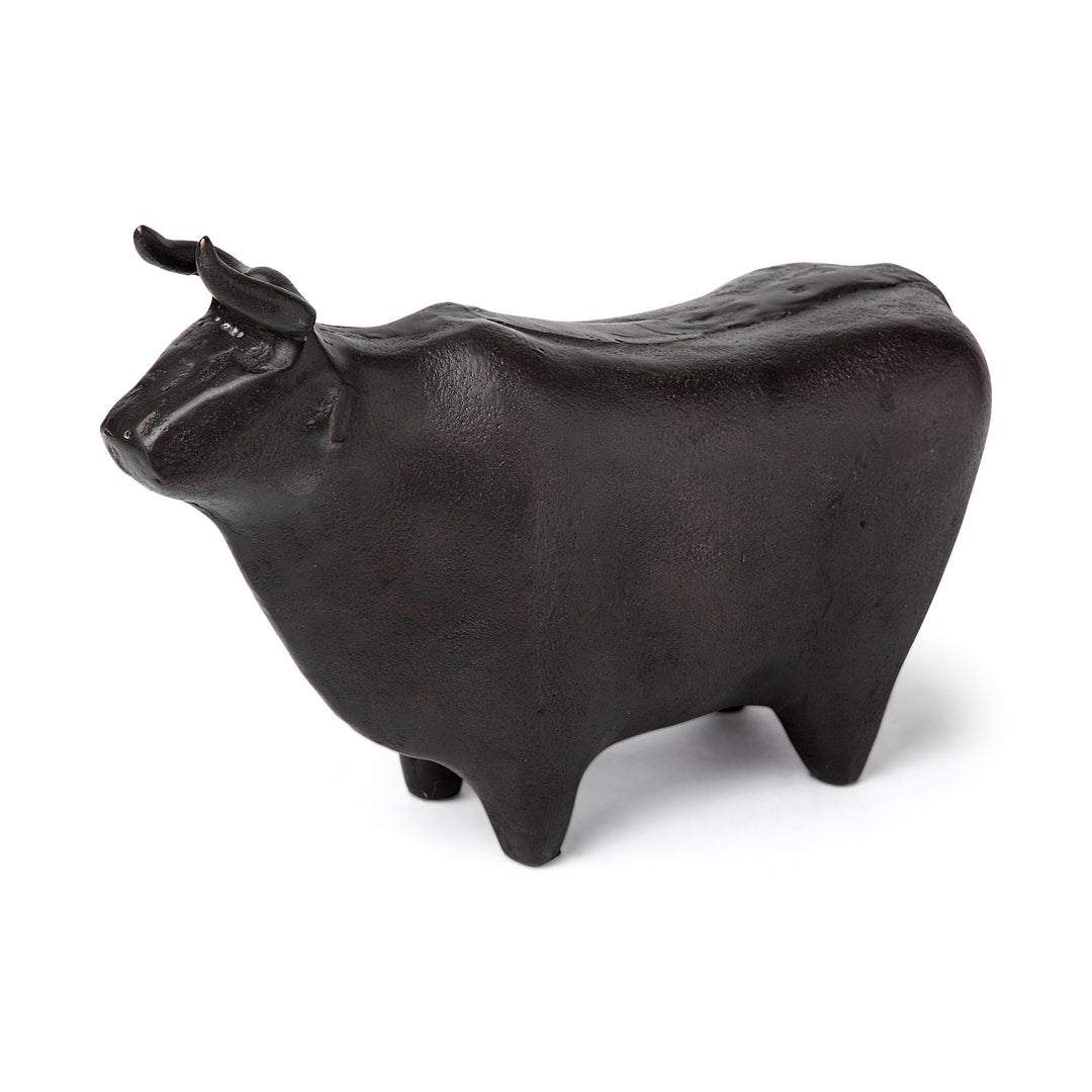 Taurus II 9L x 4W Black Cast Aluminum Bull Decorative Object Decor Mercana