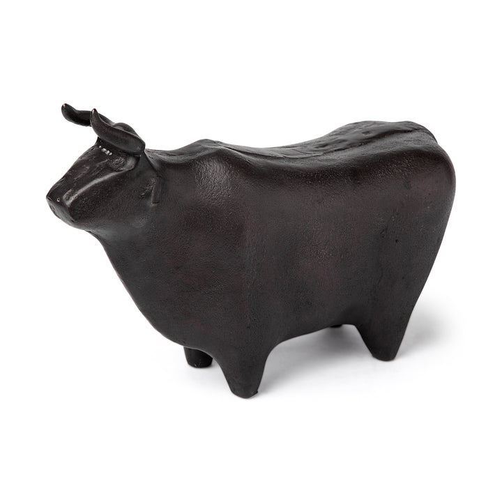 Taurus II 9L x 4W Black Cast Aluminum Bull Decorative Object Decor Mercana