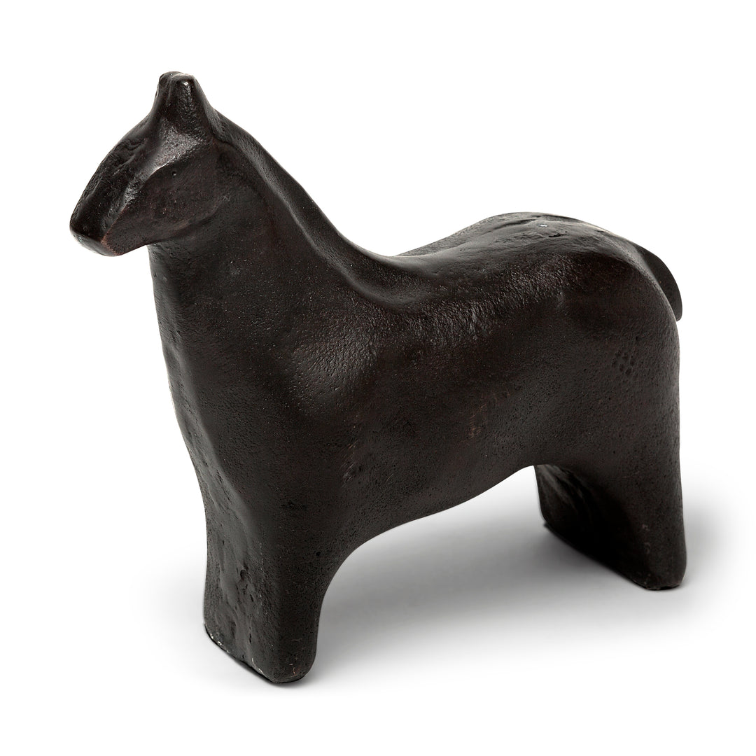 Sphynx II 7L x 2W Black Cast Aluminum Horse Shaped Object Decor Mercana