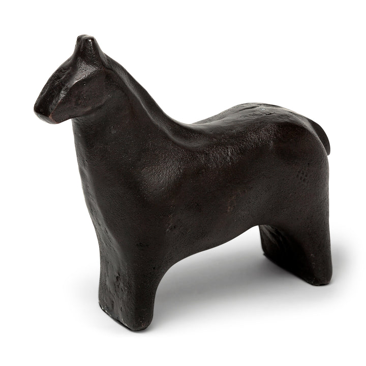 Sphynx II 7L x 2W Black Cast Aluminum Horse Shaped Object Decor Mercana