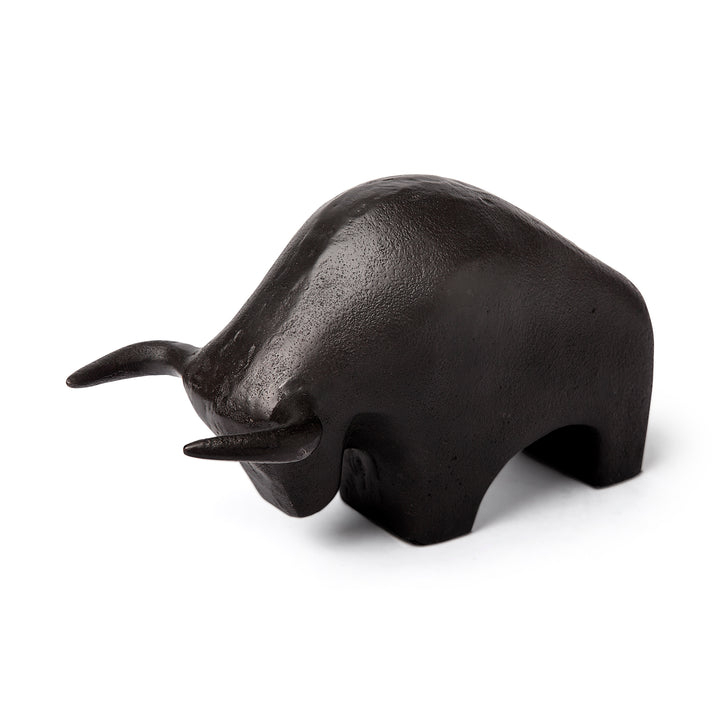 Tauro II 9L x 4W Black Cast Aluminum Raging Bull Decor Mercana