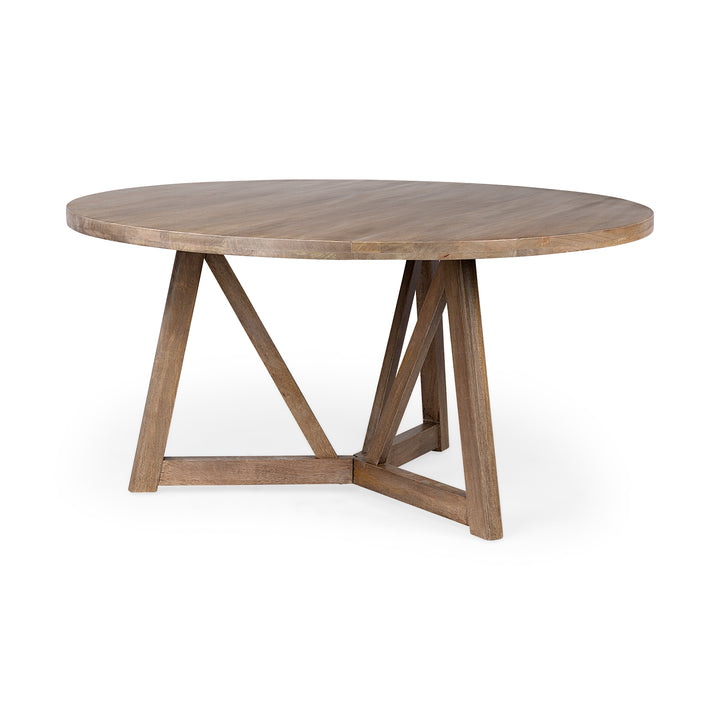 Legolas I 60" Round Brown Solid Wood Top & Base Dining Table Dining Room Mercana