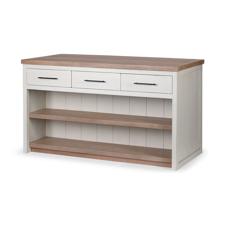 Fairview II White and Brown Two-Tone Stain Solid Wood Kitchen Island Dining Room Mercana
