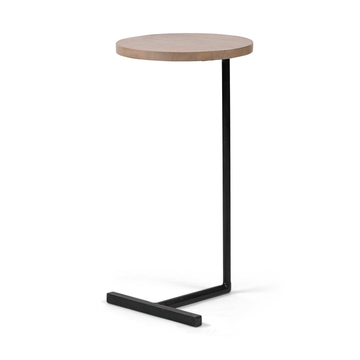 Ballatine Brown Wood Round Top w/ Black Metal Base Accent Table Dining Room Mercana