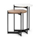 Larkin II Marble and Medium Brown Wood Round Tabletop Nesting End/Side Tables Living Room Mercana #medium brown