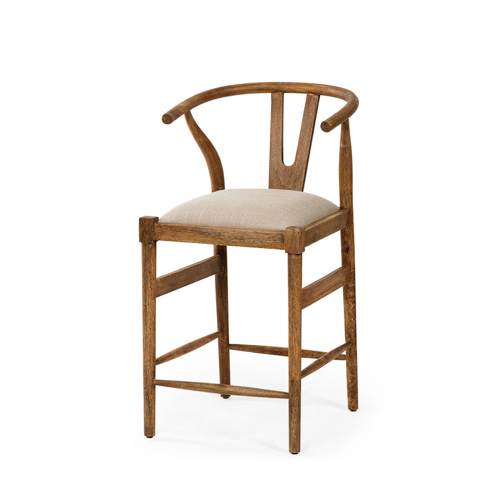 Trixie Cream Upholstered Seat Brown Wood Frame Counter Stool Dining Room Mercana