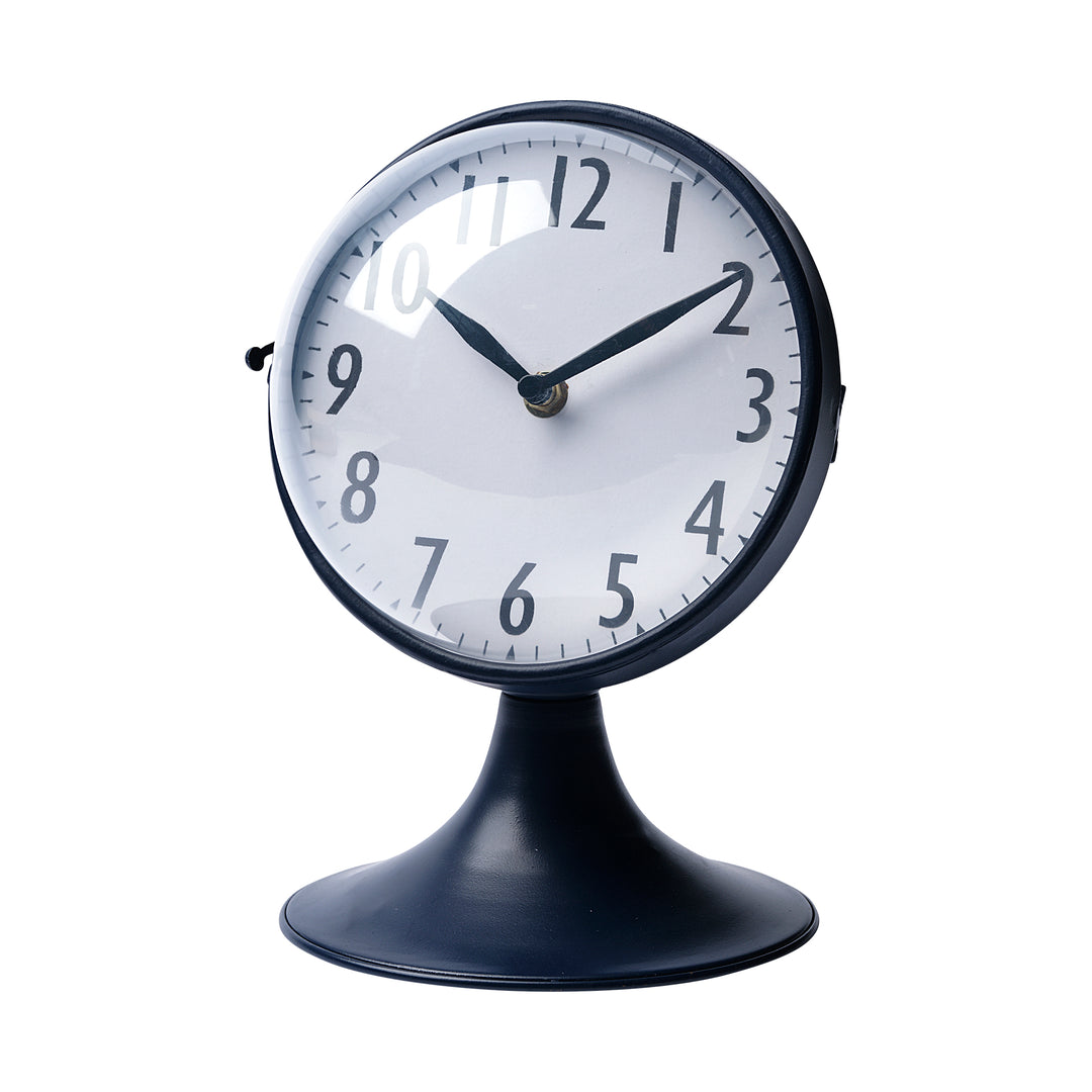 Weymouth Blue Metal Glass Dome Table Clock Decor Mercana