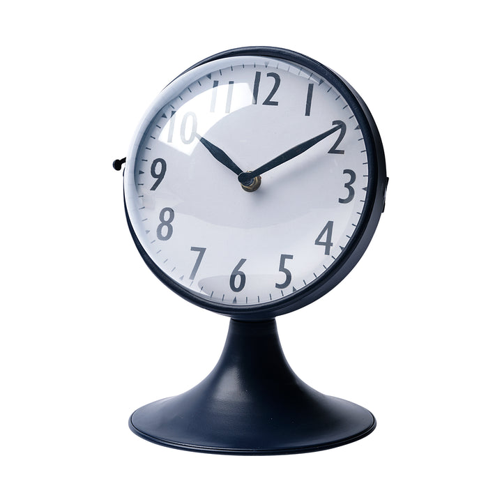Weymouth Blue Metal Glass Dome Table Clock Decor Mercana