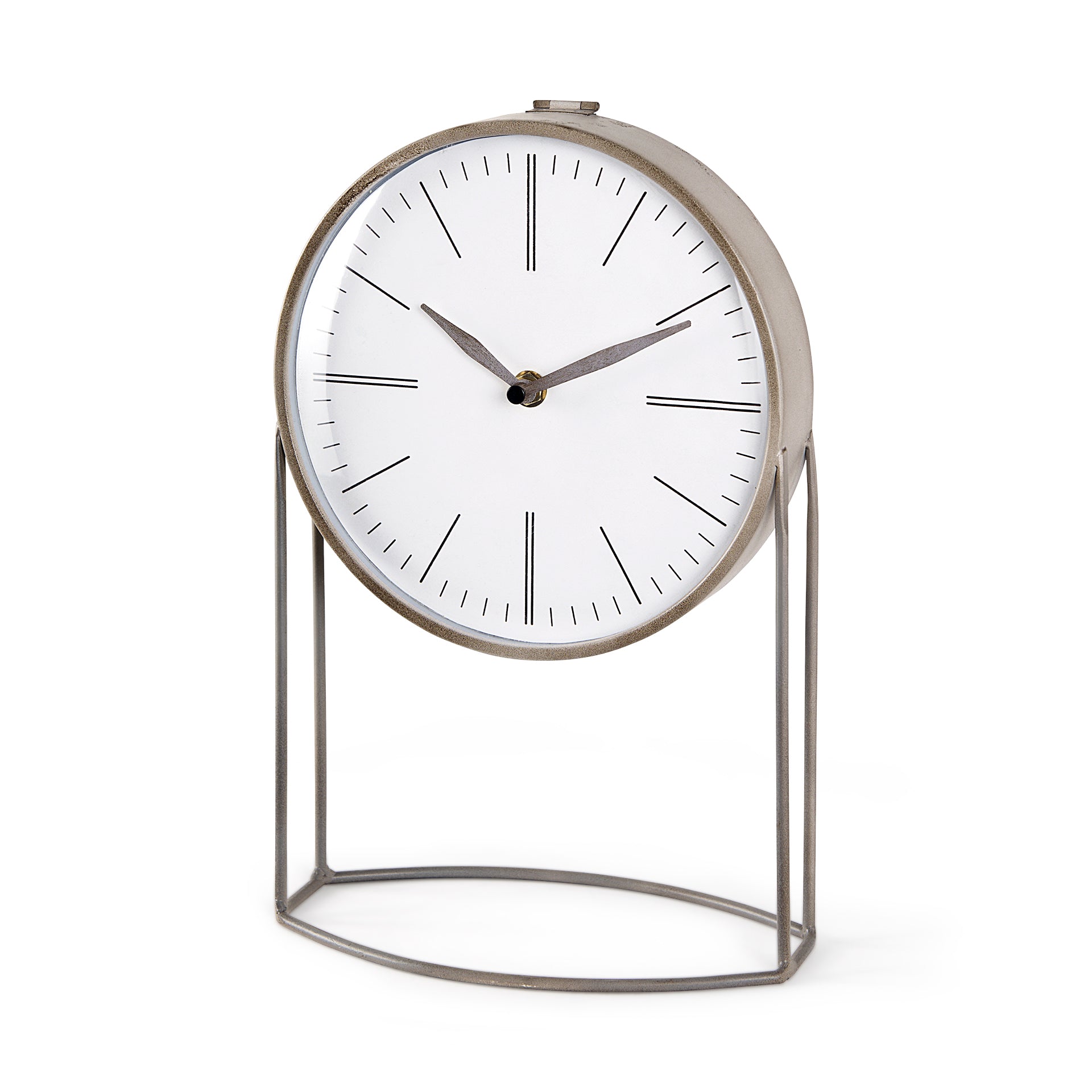 Aurus Matte Gray Metal Table Clock | Seldens