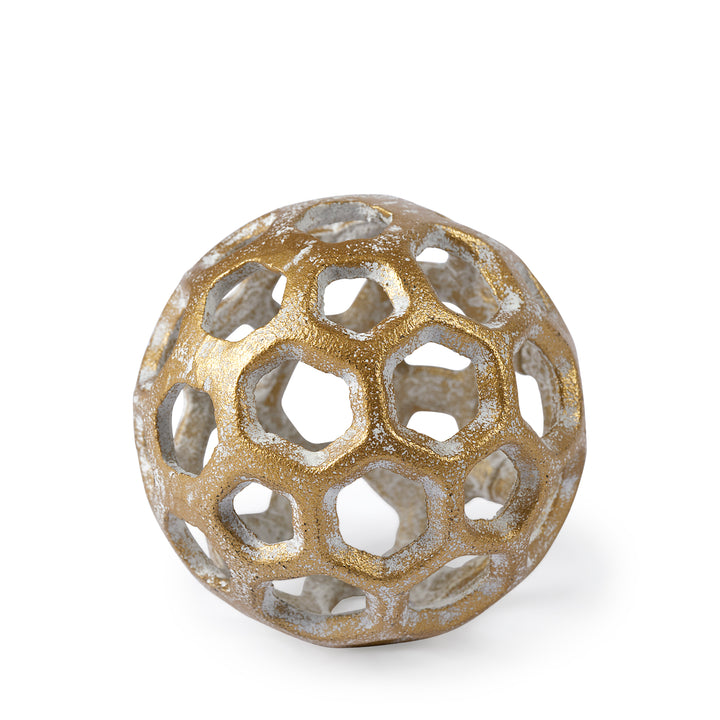 Moyer I (Small) 3L x 3W Gold Metal Hollow Decorative Orb Decor Mercana