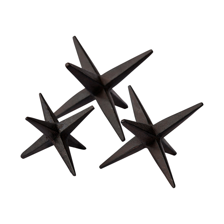 Rhea (Set of 3) Brown Cast Iron Small, Medium & Large Jacks Decor Mercana