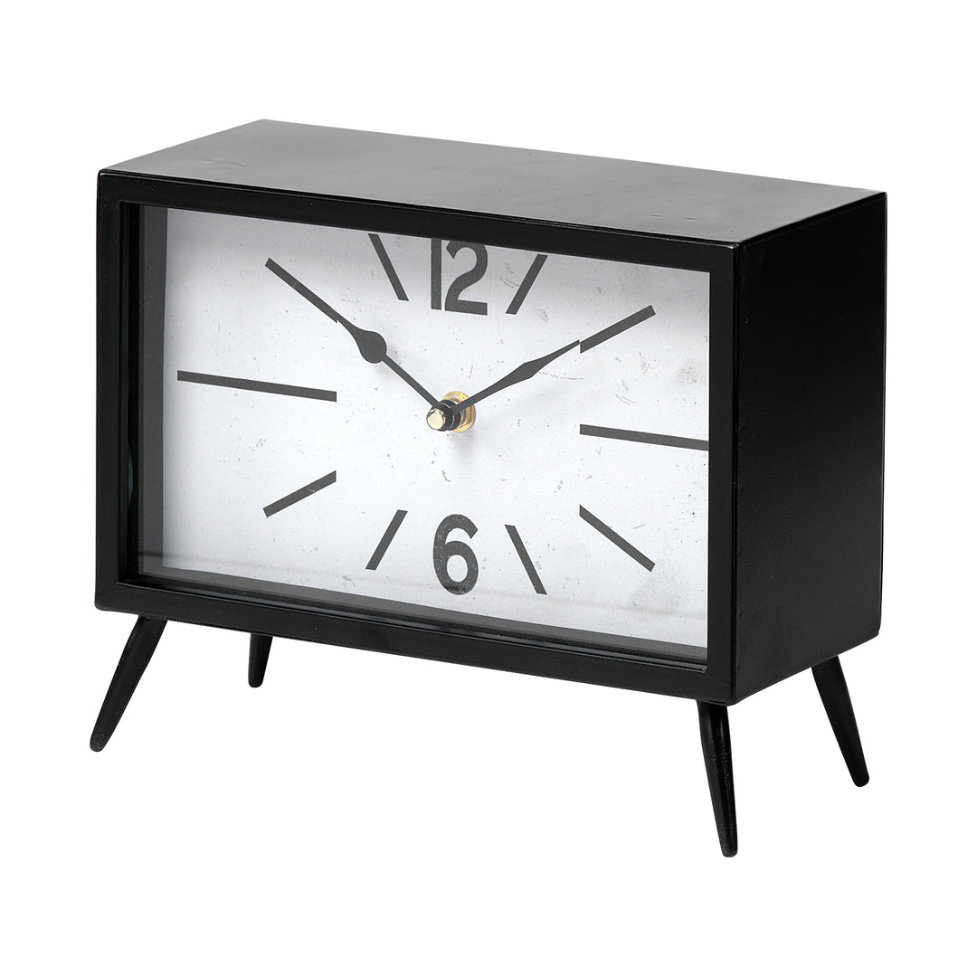 Lita Black Metal Rectangular Table Clock Decor Mercana