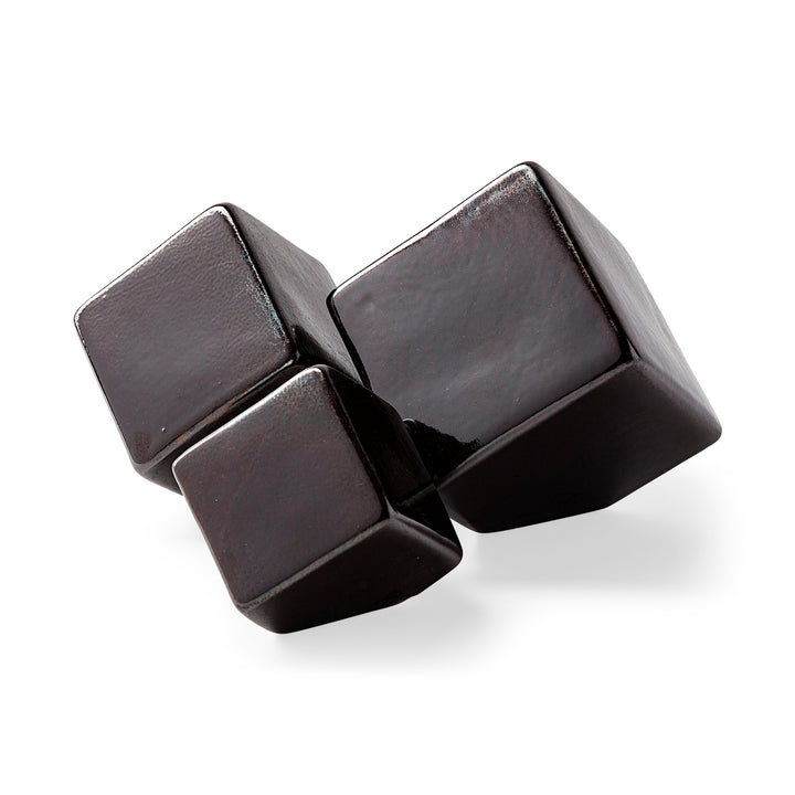 Mayweather (Set of 3) Black Geometric Ceramic Cubes Decor Mercana