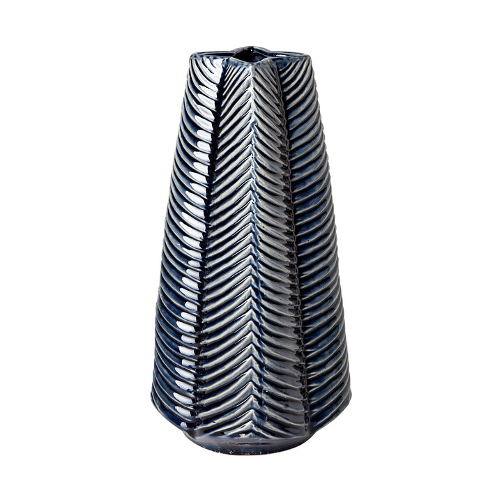 Bashir II Large Dark Navy Gloss Ceramic Vase Decor Mercana