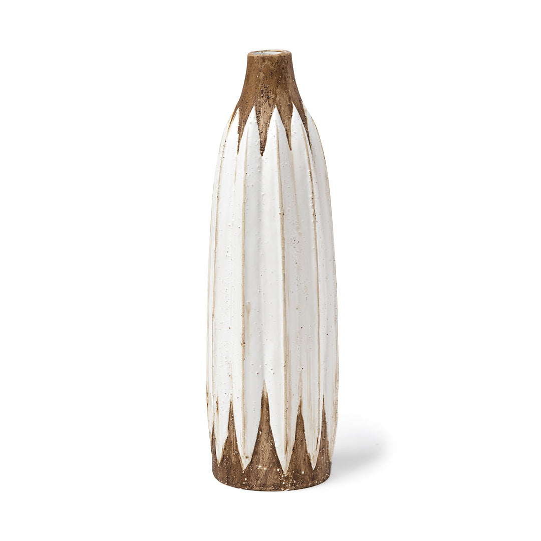 Sisko II Tall Rustic Brown White Ceramic Vase Decor Mercana