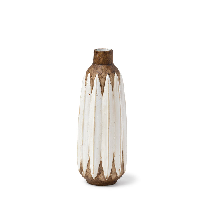 Sisko I Short Rustic Brown White Ceramic Vase Decor Mercana