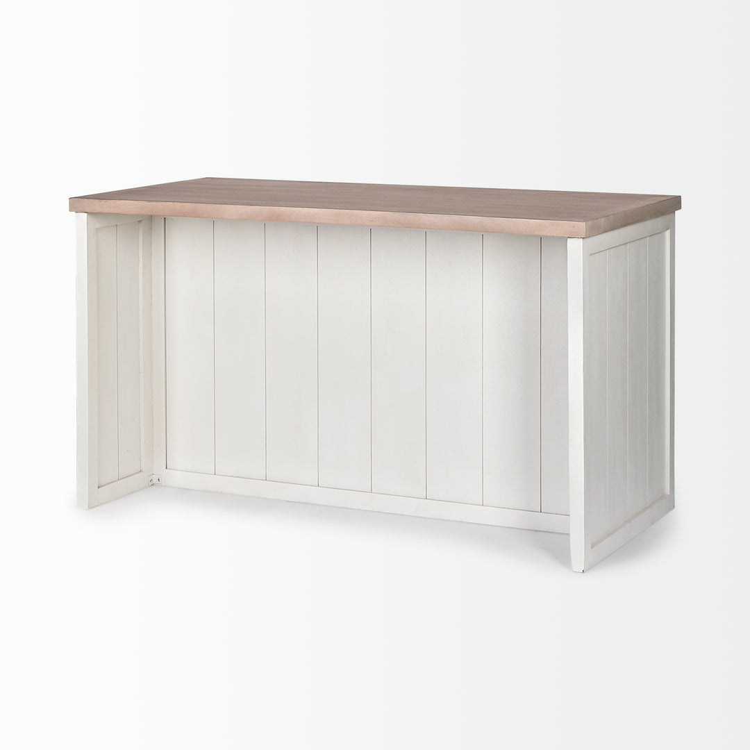 Fairview II White and Brown Two-Tone Stain Solid Wood Kitchen Island Dining Room Mercana