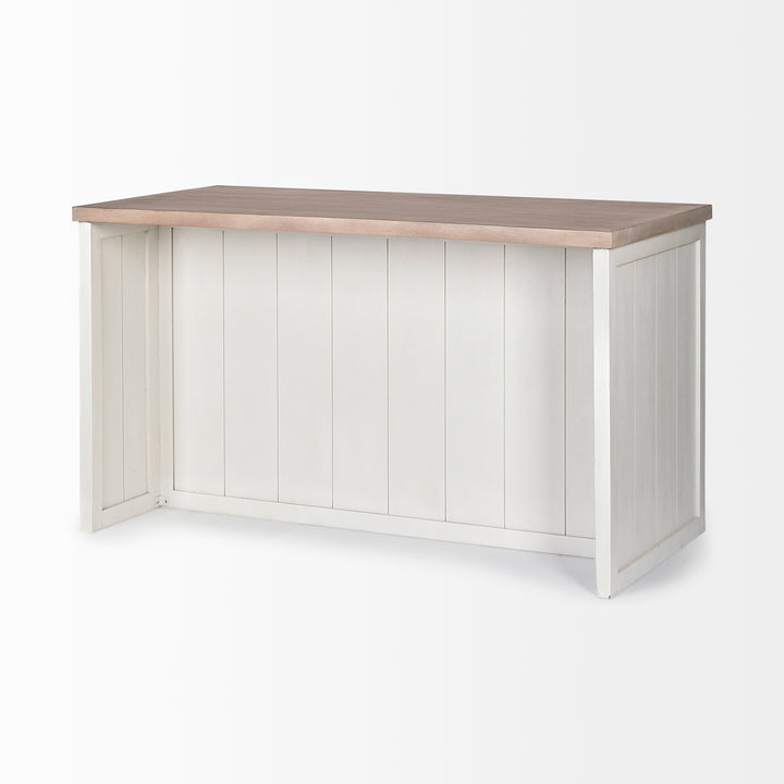 Fairview II White and Brown Two-Tone Stain Solid Wood Kitchen Island Dining Room Mercana