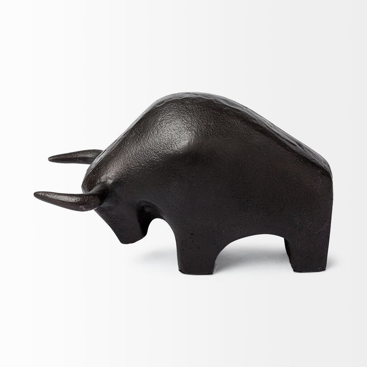 Tauro II 9L x 4W Black Cast Aluminum Raging Bull Decor Mercana