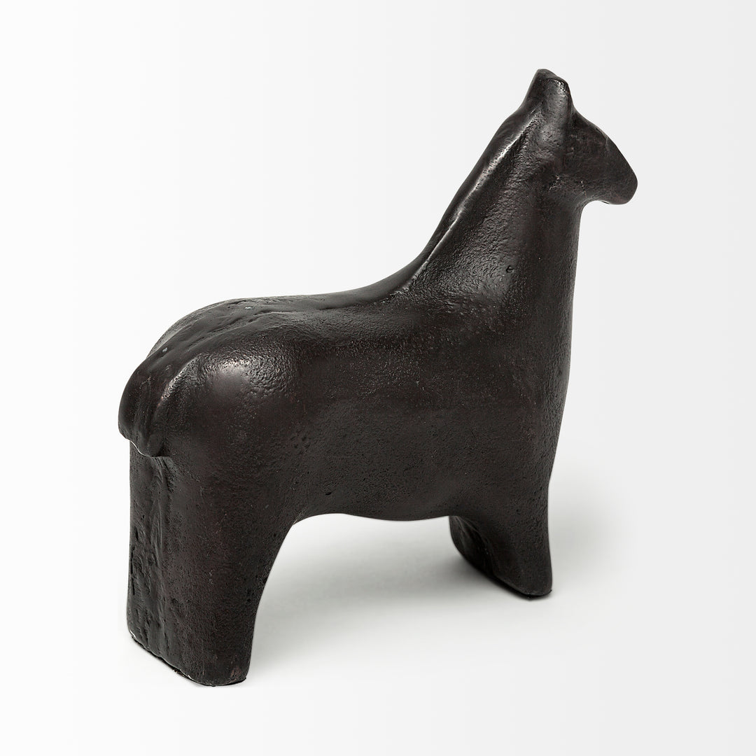 Sphynx II 7L x 2W Black Cast Aluminum Horse Shaped Object Decor Mercana