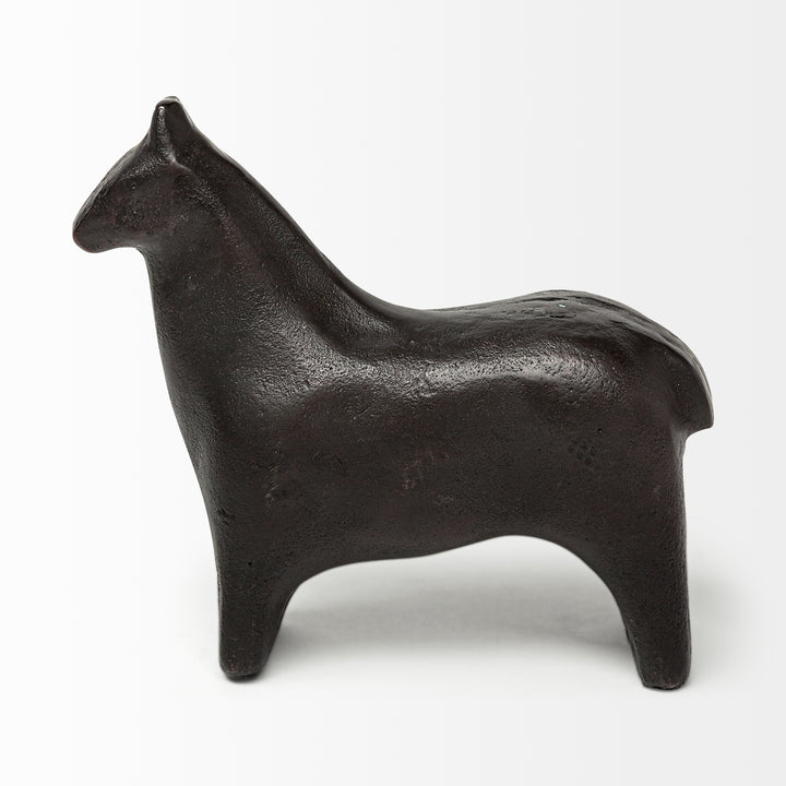 Sphynx II 7L x 2W Black Cast Aluminum Horse Shaped Object Decor Mercana