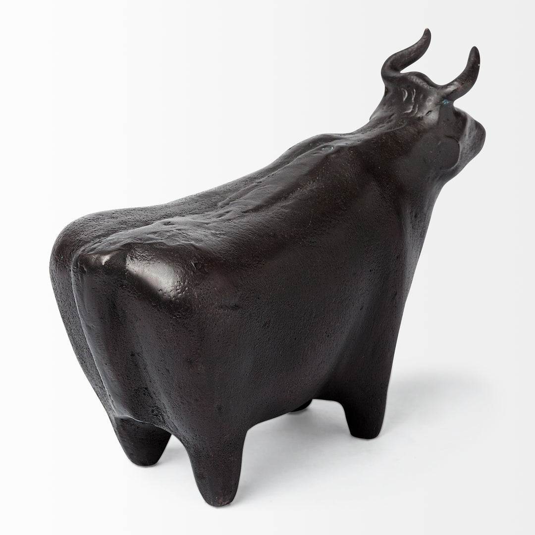 Taurus II 9L x 4W Black Cast Aluminum Bull Decorative Object Decor Mercana