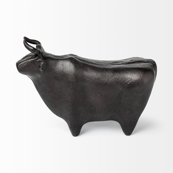 Taurus II 9L x 4W Black Cast Aluminum Bull Decorative Object Decor Mercana