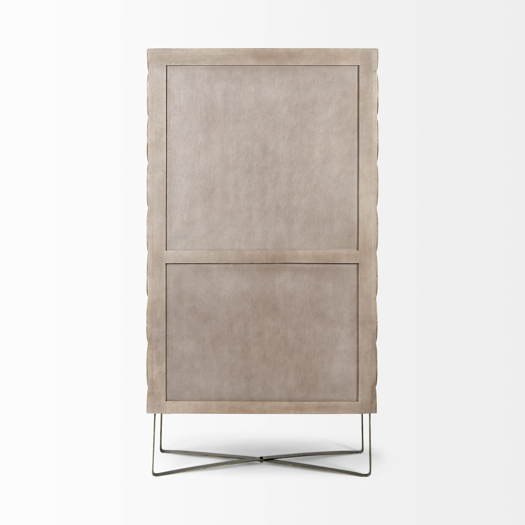 Excelsior II 68.1" H Light Brown Wood Gold Iron Base Storage Cabinet Living Room Mercana