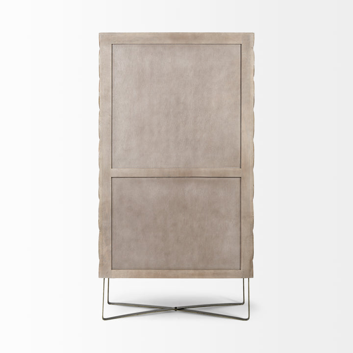 Excelsior II 68.1" H Light Brown Wood Gold Iron Base Storage Cabinet Living Room Mercana