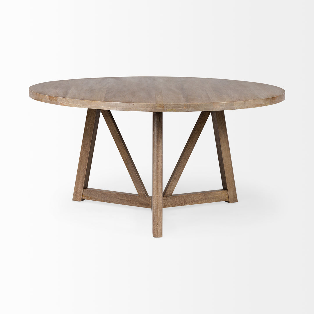 Legolas I 60" Round Brown Solid Wood Top & Base Dining Table Dining Room Mercana