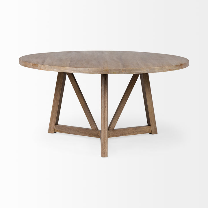 Legolas I 60" Round Brown Solid Wood Top & Base Dining Table Dining Room Mercana