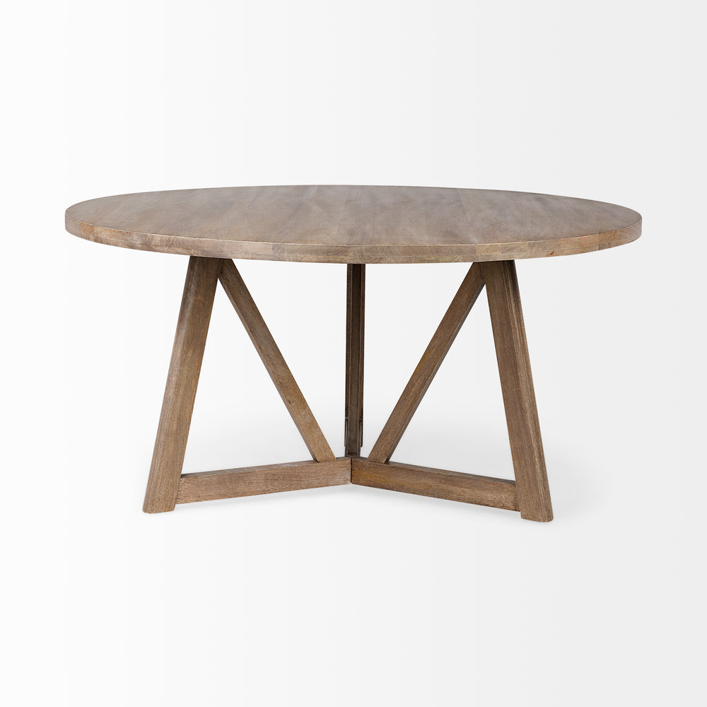 Legolas I 60" Round Brown Solid Wood Top & Base Dining Table Dining Room Mercana