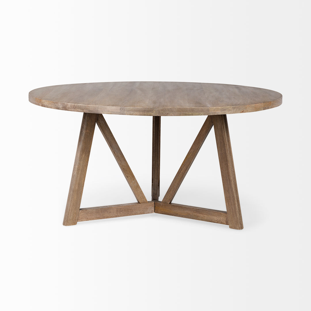 Legolas I 60" Round Brown Solid Wood Top & Base Dining Table Dining Room Mercana
