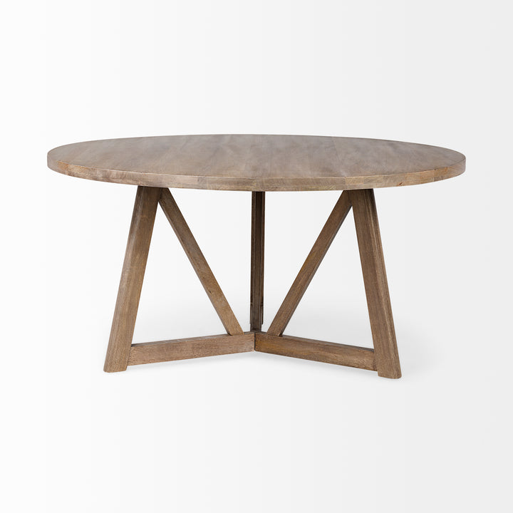 Legolas I 60" Round Brown Solid Wood Top & Base Dining Table Dining Room Mercana