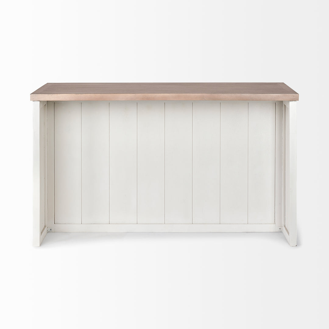 Fairview II White and Brown Two-Tone Stain Solid Wood Kitchen Island Dining Room Mercana