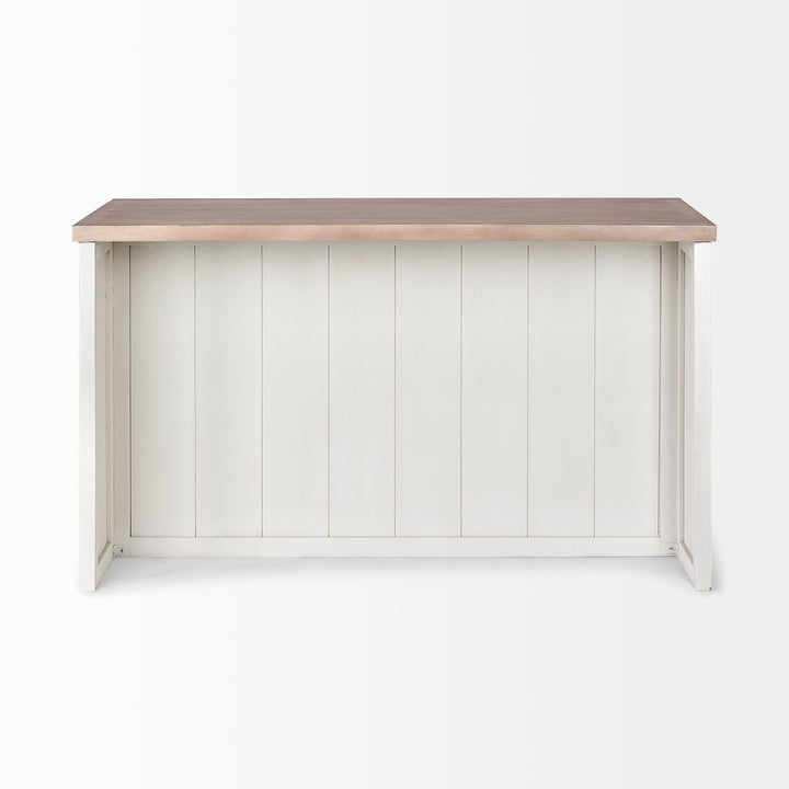 Fairview II White and Brown Two-Tone Stain Solid Wood Kitchen Island Dining Room Mercana