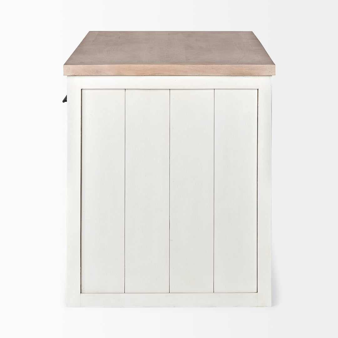 Fairview II White and Brown Two-Tone Stain Solid Wood Kitchen Island Dining Room Mercana