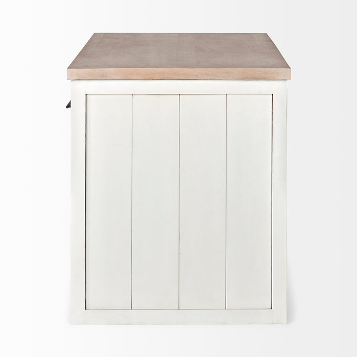 Fairview II White and Brown Two-Tone Stain Solid Wood Kitchen Island Dining Room Mercana