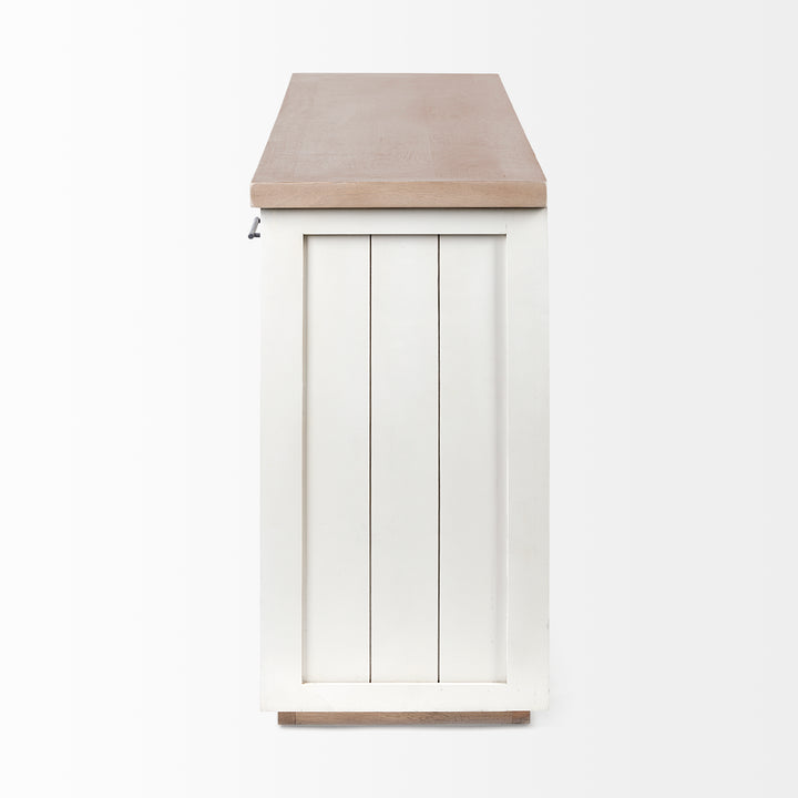 Fairview III Solid Wood Brown Top & White Frame 4 Cabinet Door Sideboard Living Room Mercana