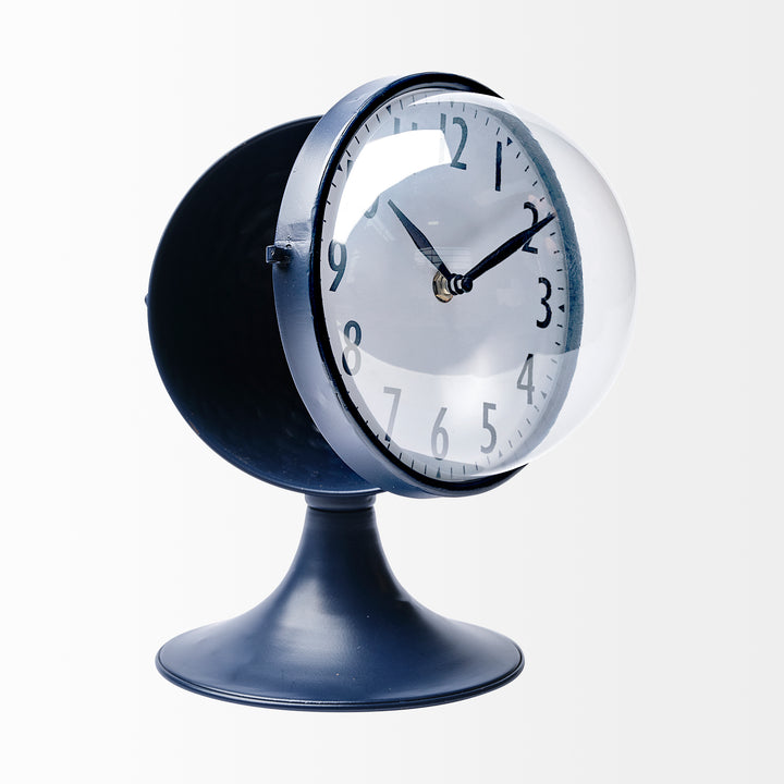 Weymouth Blue Metal Glass Dome Table Clock Decor Mercana