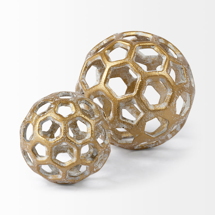 Moyer I (Small) 3L x 3W Gold Metal Hollow Decorative Orb Decor Mercana