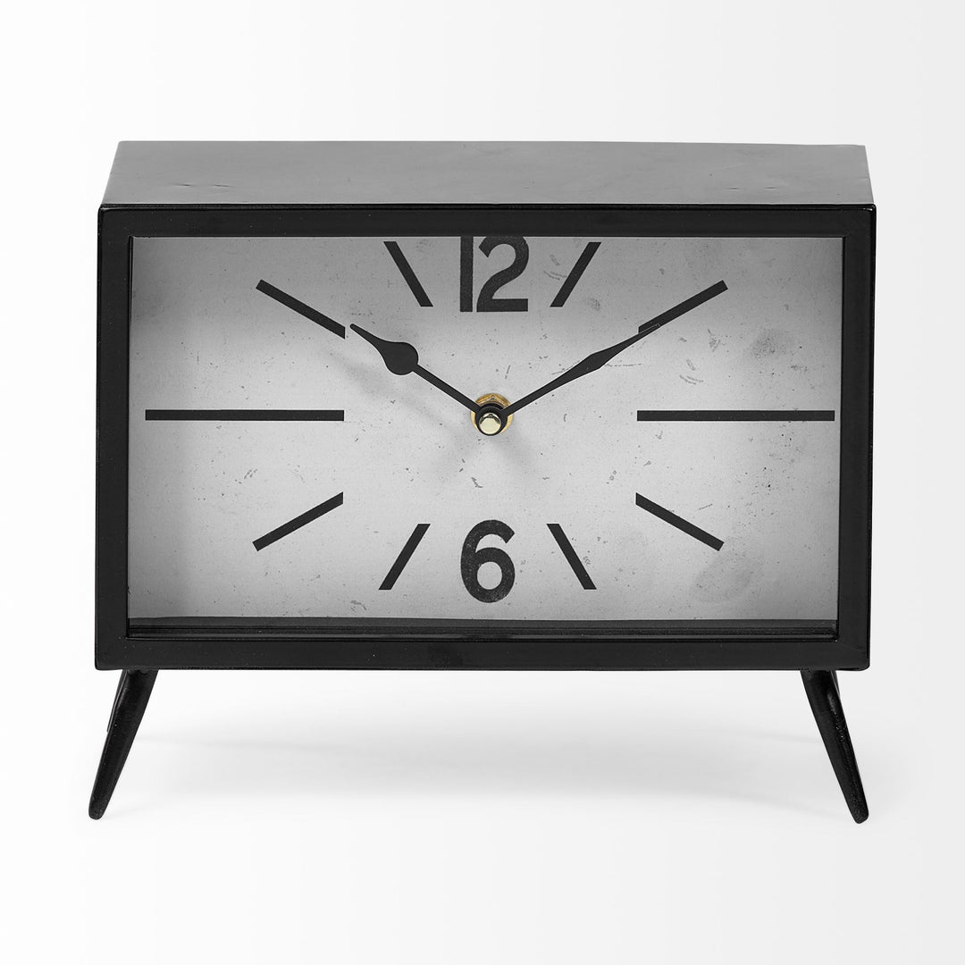 Lita Black Metal Rectangular Table Clock Decor Mercana