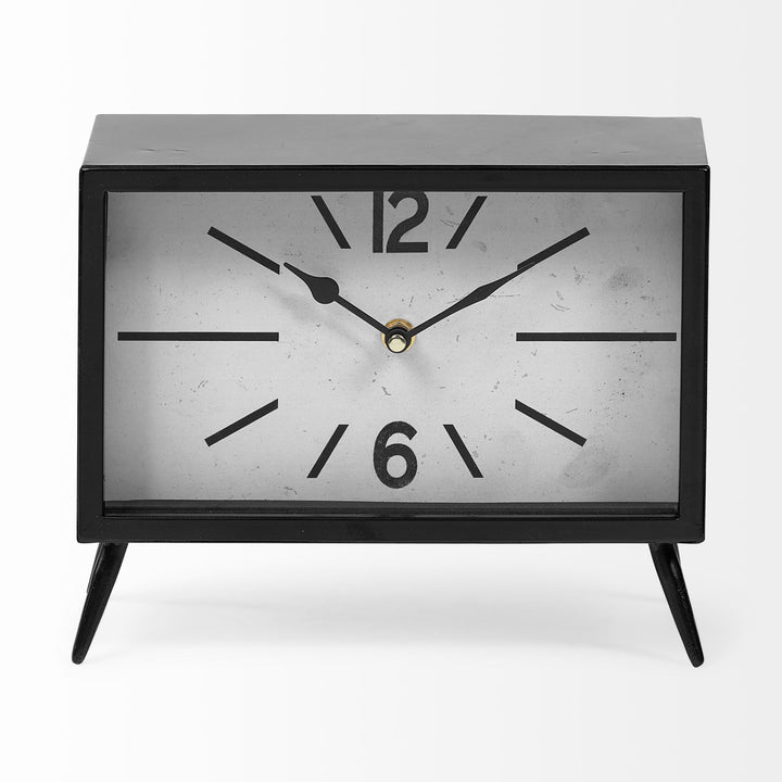 Lita Black Metal Rectangular Table Clock Decor Mercana