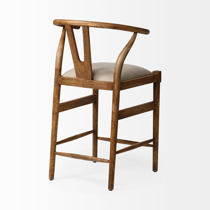 Trixie Cream Upholstered Seat Brown Wood Frame Counter Stool Dining Room Mercana