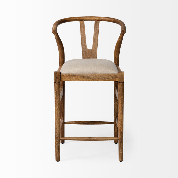 Trixie Cream Upholstered Seat Brown Wood Frame Counter Stool Dining Room Mercana