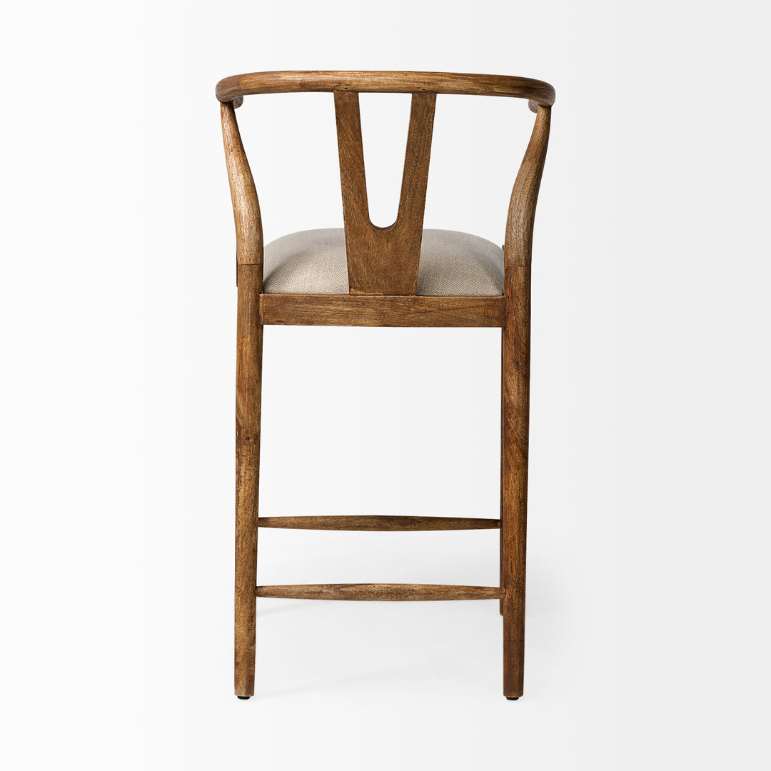 Trixie Cream Upholstered Seat Brown Wood Frame Counter Stool Dining Room Mercana