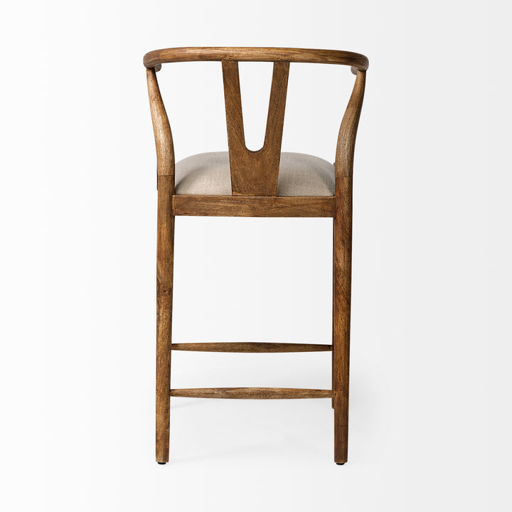 Trixie Cream Upholstered Seat Brown Wood Frame Counter Stool Dining Room Mercana