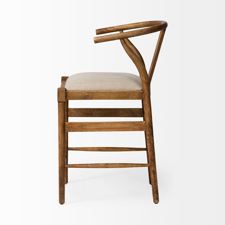 Trixie Cream Upholstered Seat Brown Wood Frame Counter Stool Dining Room Mercana
