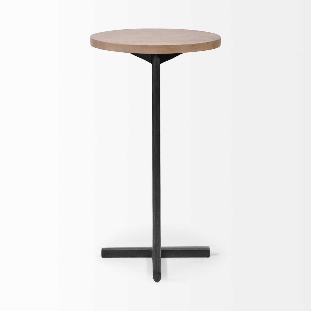 Ballatine Brown Wood Round Top w/ Black Metal Base Accent Table Dining Room Mercana