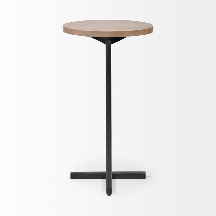 Ballatine Brown Wood Round Top w/ Black Metal Base Accent Table Dining Room Mercana